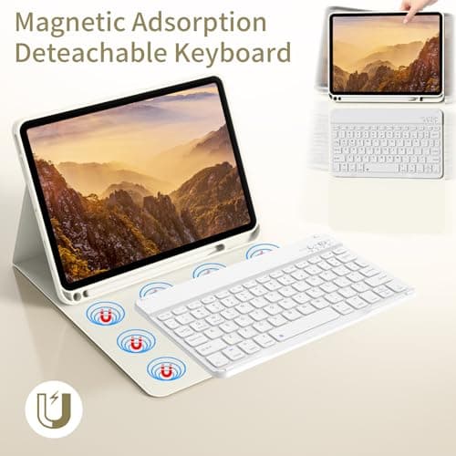 ZOYU Keyboard Case for iPad A16 2025, iPad 10th Gen 2022, Cream White — view 6