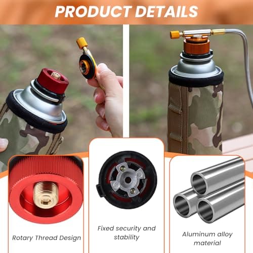 teasteam Gas Bottle Adaptor 2PCS Gas Refill Adapter for Butane Canister Camping Stove Connector Camping Nozzle Universal Brass Bottle Adaptor for Butane Canister to Screw Cartridge — view 3