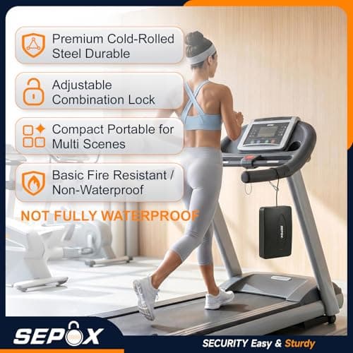 SEPOX® Water Fire Resistant Portable Security Lock Box, 91cm Cable, Combo — view 2