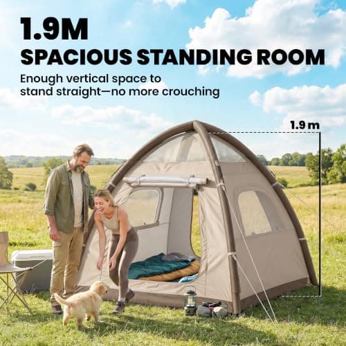 Outsunny Inflatable Camping Tent Rainfly 2-3 Man 3000mm Waterproof Cream — view 4