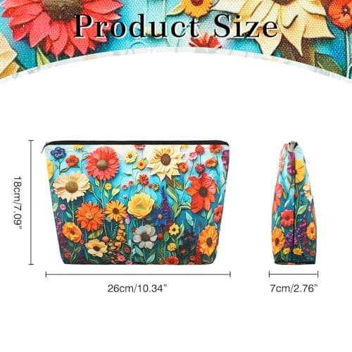 DAMILY Makeup Bag Small Floral Canvas Cosmetic Bags for Women Zipper Purse — view 6