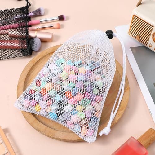 Sibba 6 PCS Small Mesh Bags with Drawstring 20x15 cm Black & White — view 4