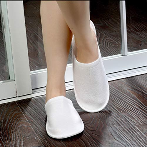 kuou Disposable Spa Slippers 12 Pairs, Closed Toe White for Men Women — view 2