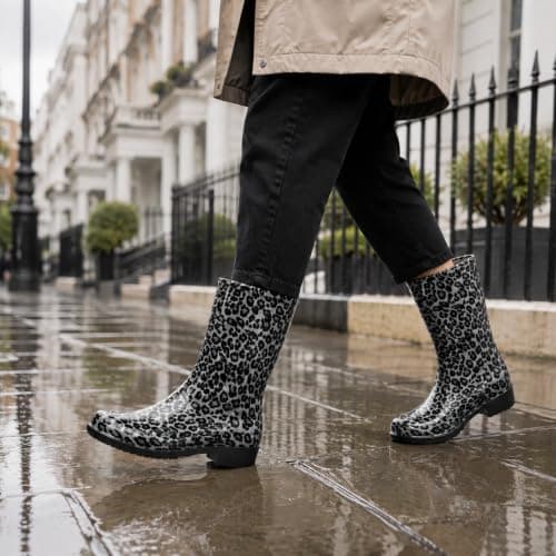 A2Z Ladies Waterproof PVC Rain Boots Stylish Mid Calf Slip On Wellies — view 2