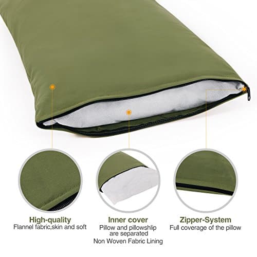 REDCAMP Small Camping Pillow for Adults,Peach Skin Travel Pillow,Green — view 3