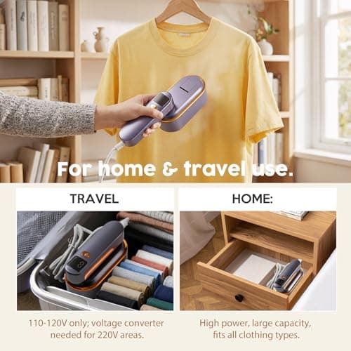 Portable Travel Steamer for Clothes, 1200W Powerful 2 In 1 Steamer & Iron,10s Fast Heat,4 Modes with LED Display, 150ml Water Tank Powerful Wrinkle Remover for Home,Office, Travel — view 5