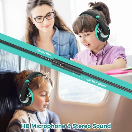 Rockpapa Comfort+ Wired Kids Headphones with Microphone for School/Tablet — view 5