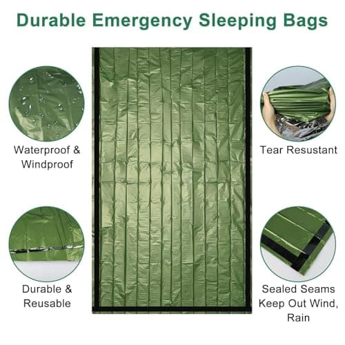 EEEKit 2Pcs Survival Sleeping Bag: Waterproof Mylar Emergency Bivvy Bag — view 5