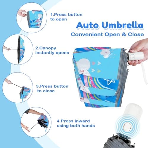 alldomess Kids Automatic Umbrella，Folding Umbrella for Girls & Boys — view 5