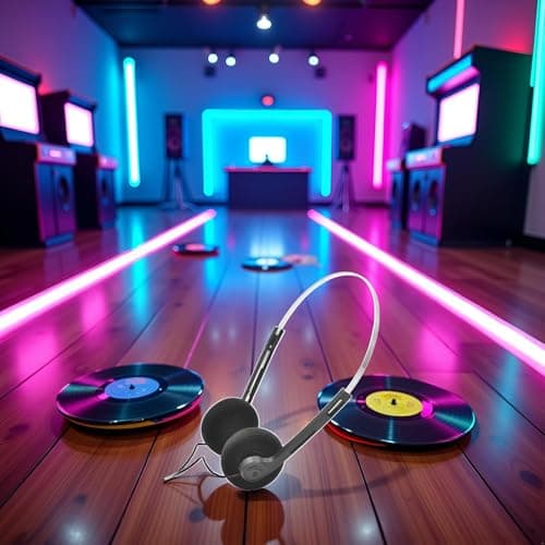 Clockjuan Black Retro Over-Ear Earphones, Hi-Fi Stereo Earphone, Mini Stereo Lightweight Headphones with Cord, 80s 90s Vintage Headset Wired,Headphone, for Most Mobile Phones Playback Pevices — view 2