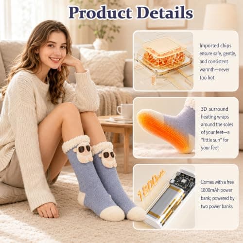 Heated Socks for Women Men, Electric Socks, Heated Socks Rechargeable — view 2