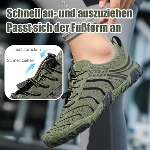 Barefoot Shoes Quick Dry Aqua Shoes Water Shoes Men Women Summer Beach Shoes Toe Protection Non Slip Swimming Shoes Lightweight Stylish River Shoes, Green, 6UK — view 5