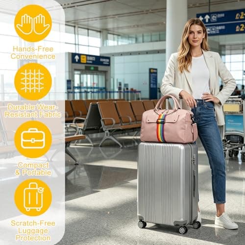 4 Pcs Adjustable Luggage Straps for Suitcases, Luggage Connector Straps for Suitcases, Travel Straps for Luggage Portable Travel Over Handle (Multicolor) — view 6