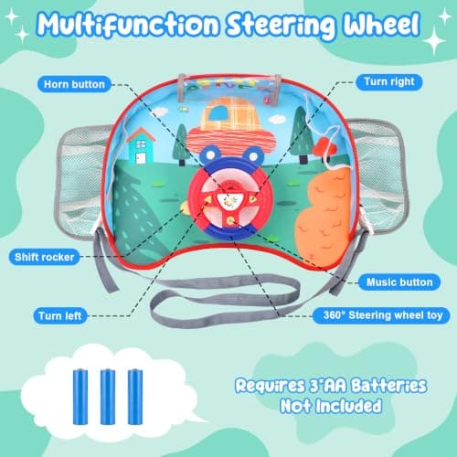 deAO Kids Steering Wheel Toys, Musical Car Seat Tray Pretend Driving Toy — view 5