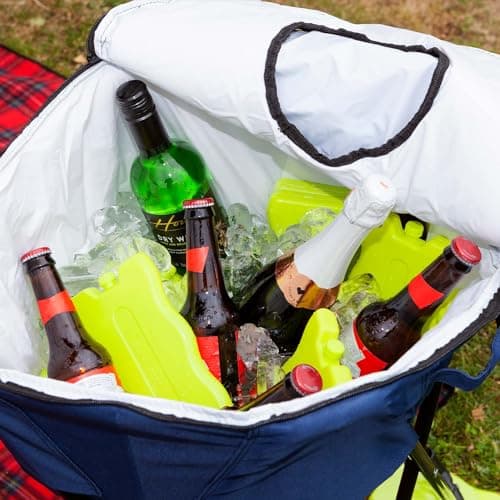 VFM e-Store - Cooler Bag On Stand Folding Cooling Storage Standing Bbq's Spacious Outdoors Camping Hiking Holidays Festivals Travel - Indigo Blue — view 3