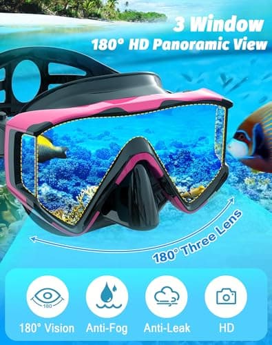 Zeligerstar Snorkel Set Adults, 3 Window Panoramic Mask, Anti-Fog Dry Top — view 2
