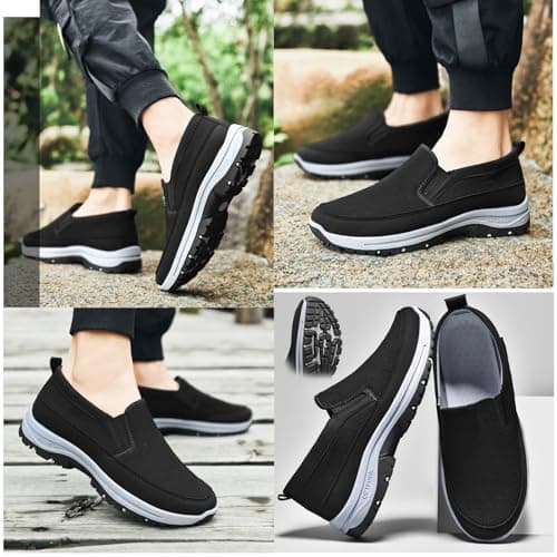 Breathable Orthopedic Travel Plimsolls, CNA Trop Shoes for Men, Orthowalkway Mens Shoes Lightweight Non Slip Comfortable Casual Walking Boat Shoes(Black,10 UK) — view 2