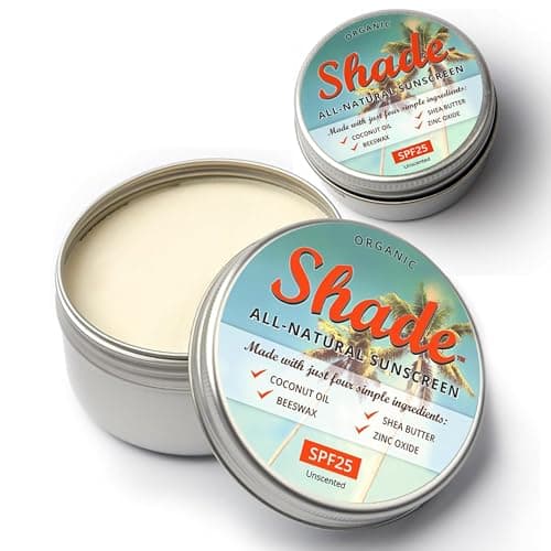 Shade All-Natural Sunscreen SPF25-15ml | Pocket-Sized Mineral Sun Cream with Organic Coconut Oil, Shea Butter, Beeswax & Zinc Oxide (Duo pack (1 x 100ml + 1 x 15ml), Original (Unscented))