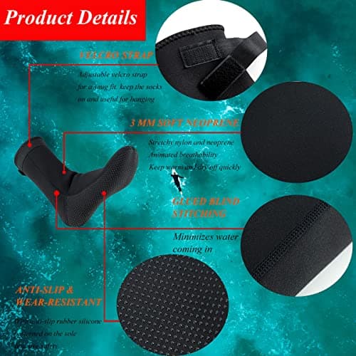 YDQUANI 3mm Neoprene Diving Wetsuit Socks, Thermal Anti-Slip — view 3