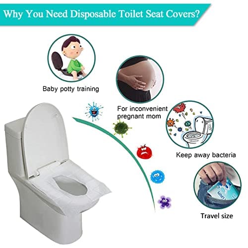 MAIYADUO 60PCS Disposable Toilet Seat Covers, Flushable Toilet Seat Covers for Kids Adults Pregnant Women, Disposable Toilet Seat Cover for Travel, Use in Public Toilets — view 6