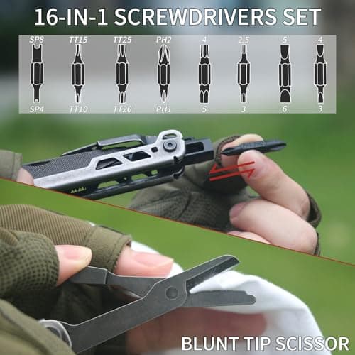 Gifts for Men, Upgraded Stone Wash Multi Tool, Stainless Steel Multitools Foldable Spring Pliers with Screwdriver, Pocket Clip, Ideal for Camping, Hiking, Home Repair - Gift for Dad Father's Day Gifts — view 4