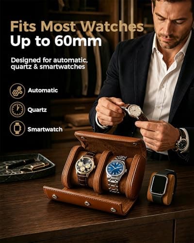 Bluvizo Watch Travel Case for 2 Watches: Premium Vegan Leather Watch Roll — view 4