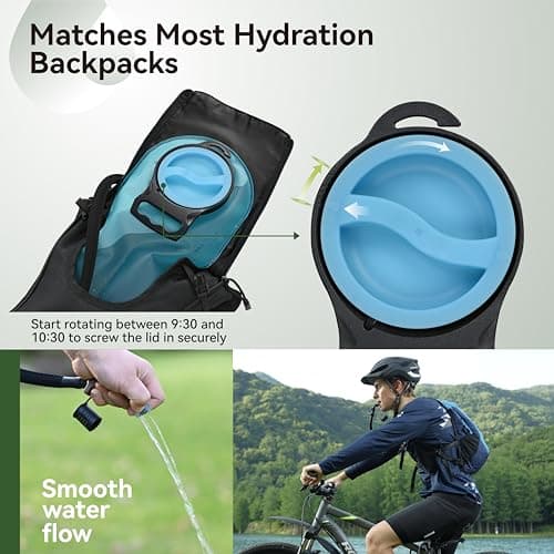 MARCHWAY 2L/2.5L/3L TPU Hydration Bladder, Ultra Durable Water Reservoir Bag with Insulated Tube for Hydration Pack for Cycling, Hiking, Running, Climbing, Biking (2.5L Blue 85oz) — view 5