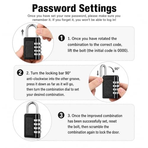 2 Pack Travel Combination Padlock, 4 Digit Luggage Lock with Resettable Code, Durable Zinc Alloy Small Padlock for Suitcase Backpack Gym Locker, Code Lock for Travel — view 5