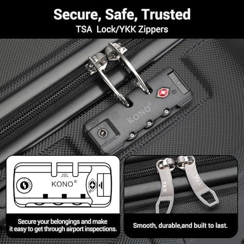 Kono Medium Suitcase with TSA Lock, Lightweight Hard Shell Checked Luggage — view 4