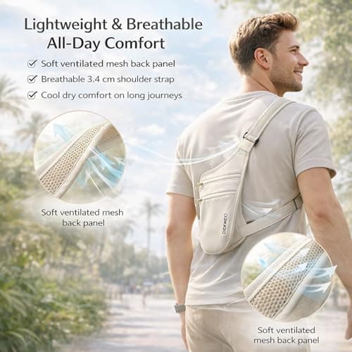 Anti-Theft Travel Money Belt, Black, Adjustable Waist or Crossbody Pouch — view 5