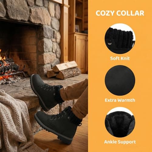 situkeke Boys Girls Ankle Boots Walking Hiking Boots Side Zipper Lace Up Kids Ankle Booties Waterproof Kids Trainers High Top Outdoor Footwear,Black,EU38 — view 5