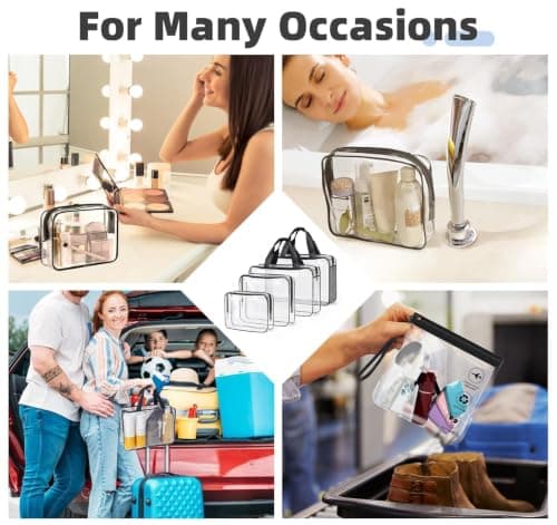 Clear Travel Toiletry Bag 6 Pack,Waterproof,Family Summer Holiday Camping — view 4