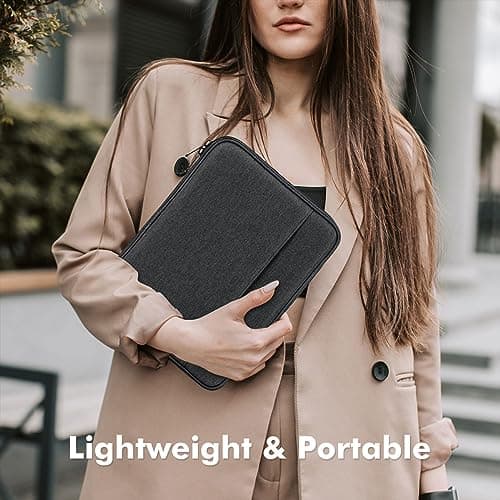MoKo 13 Inch Tablet Sleeve Bag, Protective Bag with Two Compartments Fits MacBook Neo (A18 Pro), 13 inch iPad Air M4, 13 inch iPad Pro M5, Surface Laptop Go 12.4, Galaxy Tab S8+/S9+ 12.4, Black & Gray — view 6