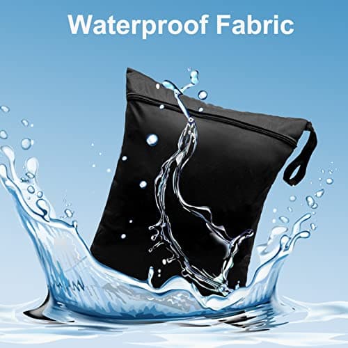 Zngou Wet Bags, 13x14 inch Dry Bags Nappy Changing Laundry Bag Reusable Waterproof Cloth Organiser Pouches Babies Swimming Camping Travel Beach, Black,blue, 2Pcs-30x35cm-black/green — view 3
