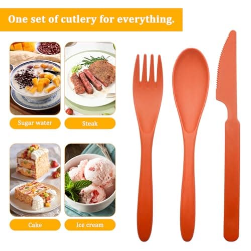 GETRICH 4 Set Camping Cutlery, Travel Cutlery Set with Case, Reusable Plastic Cutlery Portable, Portable Cutlery Set Travel Utensils for Daily Use School Office Camping Picnic-1 — view 3