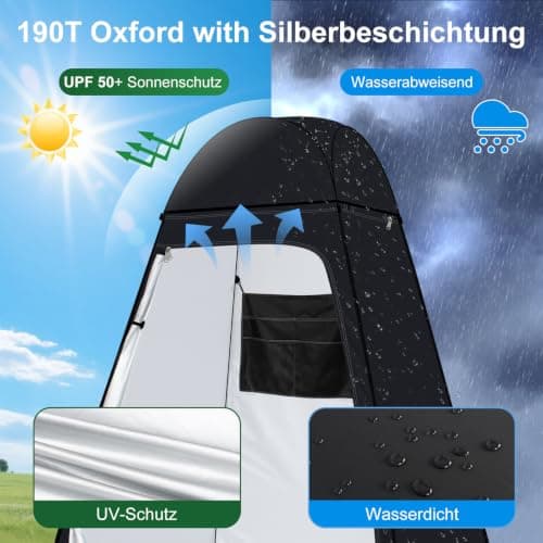 Pop Up Toilet Tent, Portable Shower Privacy Tent for Camping, Dressing Room Privacy Shelter, Changing Tent for Beach, Fishing, Hiking, Camping Shower Tent- UV Protection with Carrying Bag -Black — view 4
