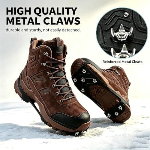 2Pairs Ice Cleats for Shoes and Boots Ice Spikes Crampons for Hiking Boots — view 4