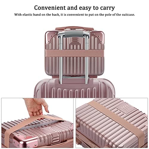TOLIDA Makeup Travel Case with Elastic Band and Soft Handle, Pink — view 3