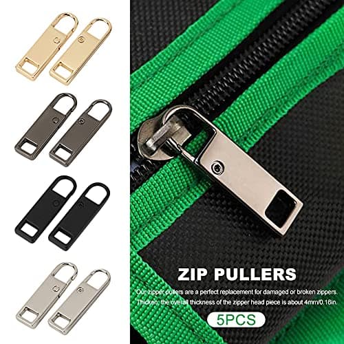 Faderr Zipper Repair Kit - 5pcs Zip Pullers, Zip Slider Pull Tab Replacement — view 5