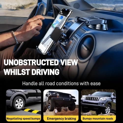 Car Phone Holder for ZEEKR 9X 2026,Dashboard Windscreen Suction Cup Phone Holder,One Button Release Mobile,360° Rotation Adjustable Car Mount,for 4-7.2” Phones — view 2
