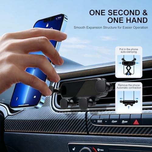 AIYEEN Little One Pro Car Phone Holder for Air Vent, Mini Vent Phone Mount with Smooth PVC Mirror Panel, Zero Noise One-Hand Car Phone Cradle for iPhone Samsung Android 4.7-6.7" (PVC Panel) — view 3