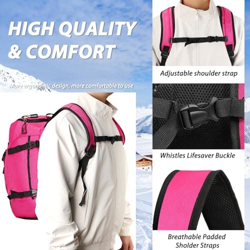 Goloni 50L Ski Backpack, Water‑Resistant Ski Boot Bag,Rose — view 6