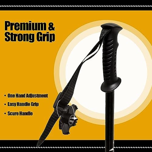 VR7 Pack of 2 Walking Poles - folding walking stick for hiking, Camping & Backpacking - Walking Sticks for women or men Trekking Poles with Cork Grip and Padded Strap (Black) — view 5