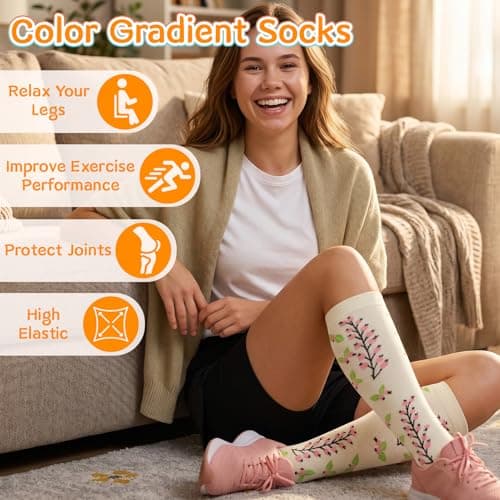 Zuimei 3 Pairs Wide Calf Compression Socks for Women Plus Size Ladies Compression Flight Socks Comfortable and Supportive for Flight Travel Pregnancy Nurses 20-30 mmHg 3XL — view 5