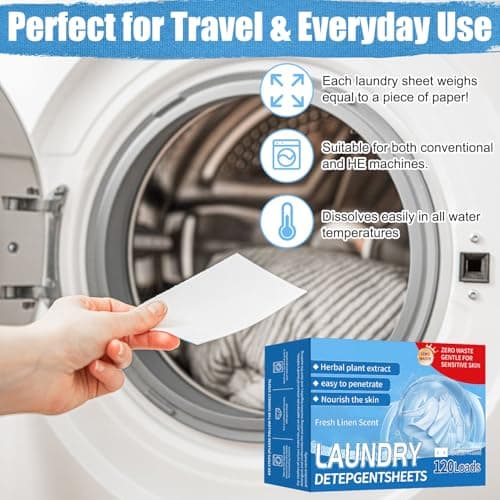 120PCS Laundry Detergent Sheets, 120 Loads, Laundry Detergent Non Bio for Sensitive Skin, Eco-friendly Non-Toxic Antibacterial Laundry Sheets, Ultra Concentrated for Machine & Hand Washing — view 4