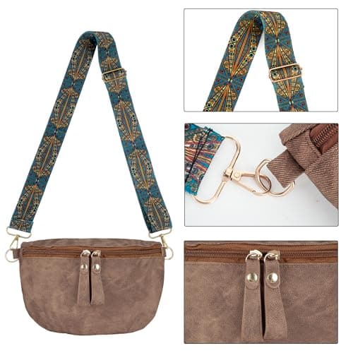 Meliyya Vintage Bumbag Faux Leather Waist Bag for Men Women Travel Festivals Running, Brown — view 6