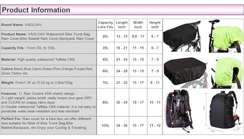 VAOLOAV Rain Cover for Bicycle Basket Rain Cover Bicycle Bag Luggage Rack 5L - 20L Waterproof Pink — view 5