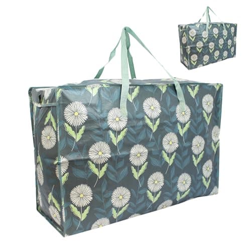 Extra-Large 100L Storage & Shopping Bag – Heavy-Duty PVC Zip Holdall for Laundry, Moving, Travel & Home Organisation - Daisy