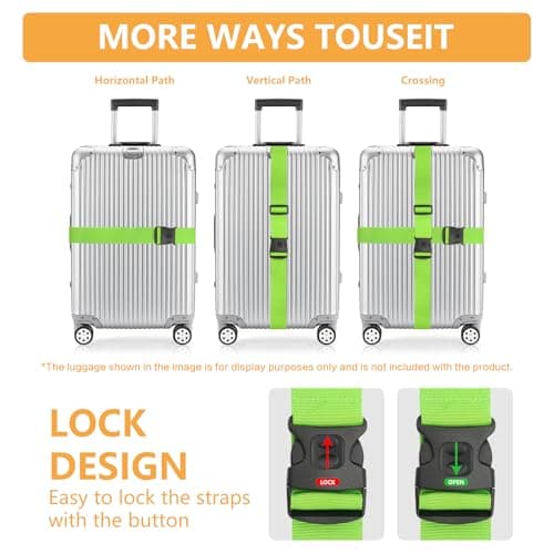 BILIONE 4 Pcs Luggage Straps for Suitcases Strap Lockable Suitcase Belts — view 3