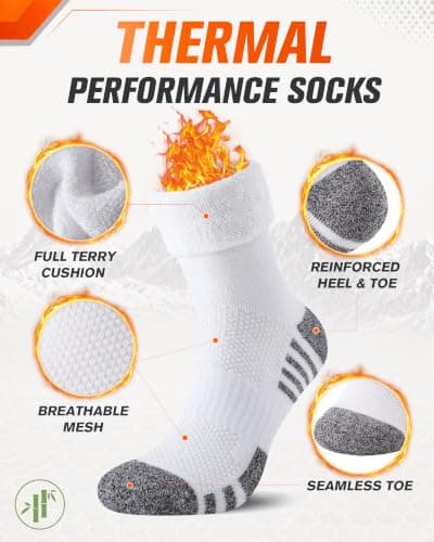 Niofind Mens Bamboo Thermal Socks, 6 Pairs Full Cushioned Breathable Socks — view 2